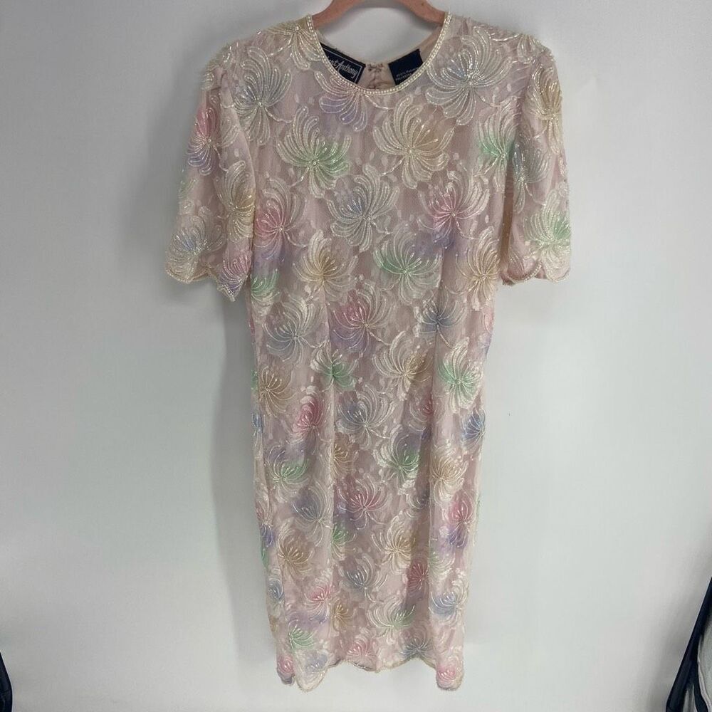 Robert Anthony Women's Vintage Multicolor Floral Pearl & Bead Embellished Dress